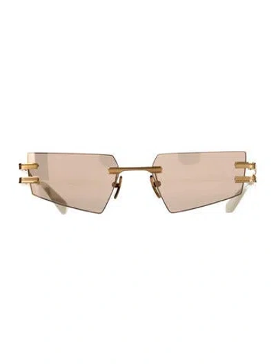 Pre-owned Balmain Shield Mirrored Sunglasses W/ Tags In Gold