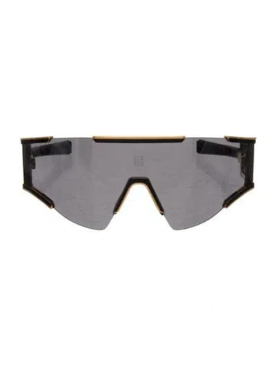 Pre-owned Balmain Shield Tinted Sunglasses In Black/gold