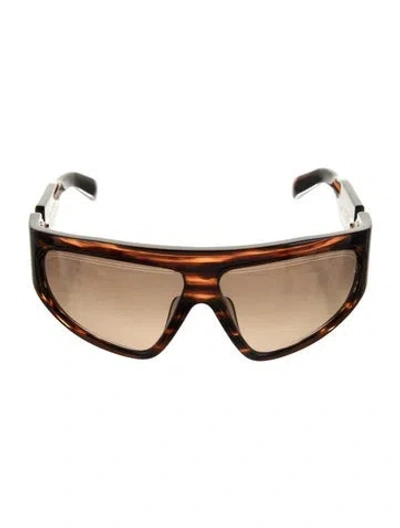 Pre-owned Balmain Shield Tinted Sunglasses In Brown