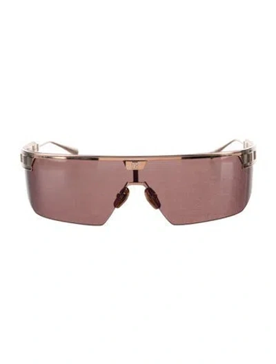 Pre-owned Balmain Shield Tinted Sunglasses In Gold