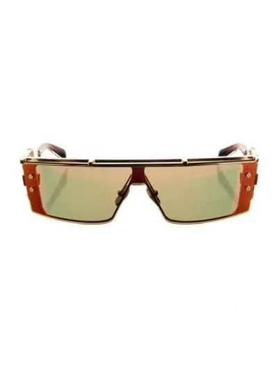 Pre-owned Balmain Shield Tinted Sunglasses W/ Tags In Gold