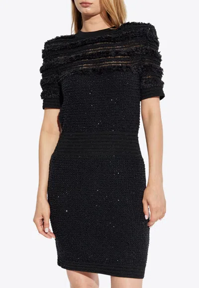 BALMAIN SHIMMERING-SEQUINS TWEED MINI DRESS