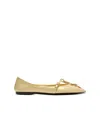 Balmain Shiny Lambskin Sync Ballet Flats In Yellow