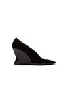 Balmain Shiny Lambskin Wedge Pumps In Black