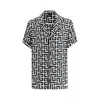Balmain Monogram Printed Short-sleeved Shirt In Black