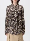 Balmain Leopard Print Jabot Collar Shirt In Black