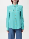 Balmain Golden-buttons Crepe Shirt In 蓝色