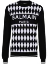 Balmain Diamond Jacquard Logo Sweater In Black