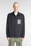 Balmain Men Black Shirt With Classic Collar And Logo Detail On The Pocket In Wool Stretch Man In Black