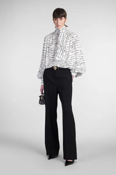 Balmain Love Letter Print Silk Blouse With Bow In Printed