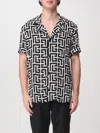 Balmain Pb Labyrinthe Monogram Bowling Shirt In Black