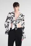 Balmain Love Letter Print Silk Cropped Top In White