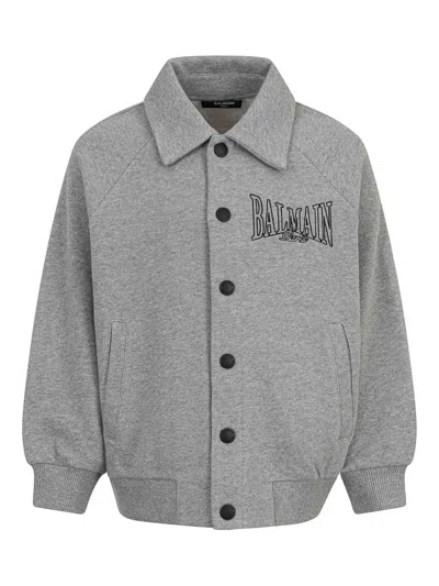Balmain Kids' Shirt With Logo In Grey