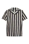 Balmain Striped Logo Print Short-sleeved Shirt In Nero