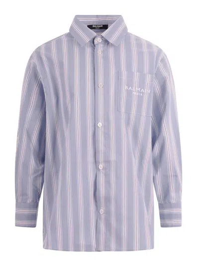 Balmain Kids' Shirt With Logo In Purple