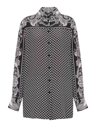 Balmain Paisley-print Silk Shirt In Black