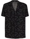 Balmain Black Shirt With Notched Collar And All-over Logo Print