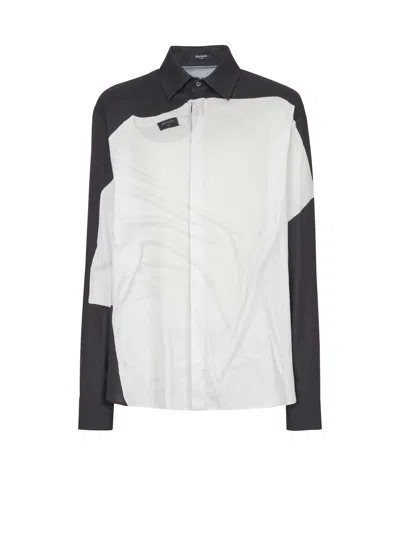Balmain Shirt With T-shirt Print In Black