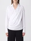 Balmain Wrap-design Cotton Blouse In White