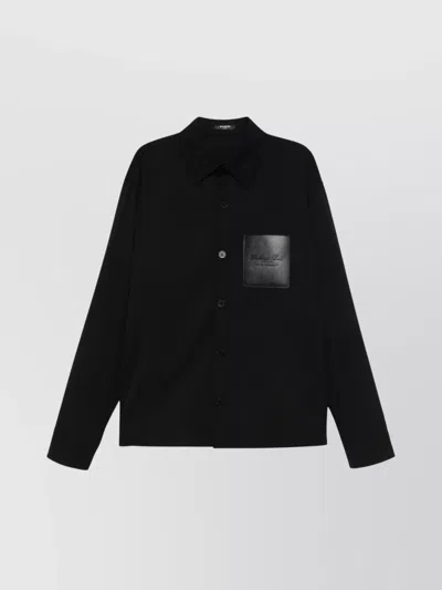 Balmain Shirt Wool Chest Pocket In Black