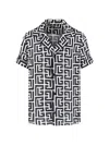 Balmain Lapel Shirt Geometric Pattern In Black
