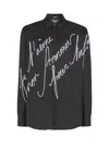 Balmain Love Letter Embroidered Shirt In Noir/blanc