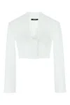 Balmain White Cotton Poplin Cropped Shirt In White