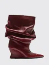 Balmain Textured Leather Wedge Ankle Boot In Burgundy