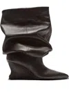 Balmain Leather Wedge Ankle Boots 60 In Black