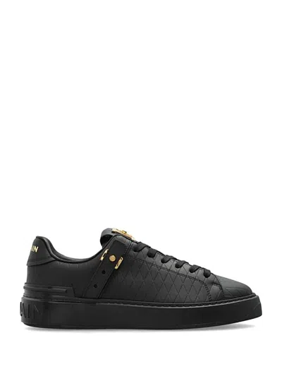 Balmain B-court B-buzz Sneakers In Embossed Calfskin In Black