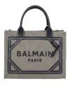 Balmain B-army Shopper Bag In Canvas With Logo In Light Brown
