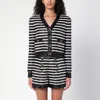Balmain Striped Sequined Crop Jacket With Button Details In Black