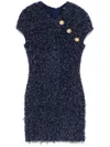 Balmain Short Boucle Dress Fringed Detail