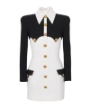 Balmain Buttoned Crepe Minidress In White