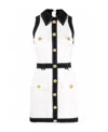 Balmain Short Buttoned Bi-colour Dress In White