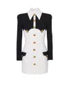 Balmain Short Buttoned Crepe Dress In Multi