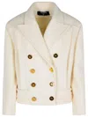Balmain Short 'caban' Virgin Wool And Cashmere Jacket In Neutral