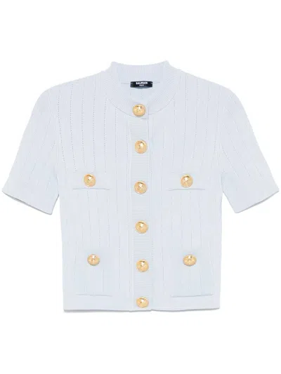 Balmain Short Cardigan Clothing In Blue