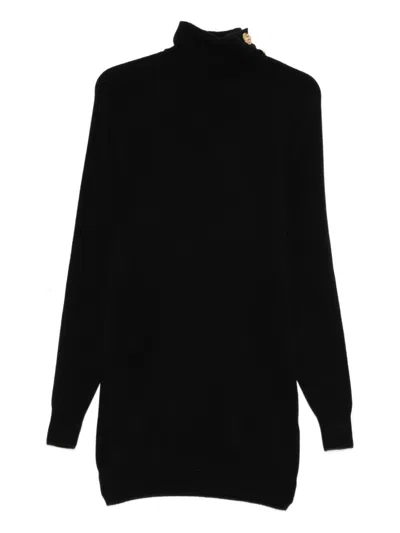 Balmain Cashmere And Wool Mini Dress In Black