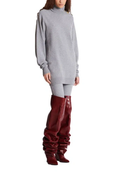 Balmain Short Cashmere Jumper Dress In Gray