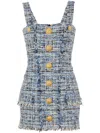 Balmain Short Denim Dress With Buttons