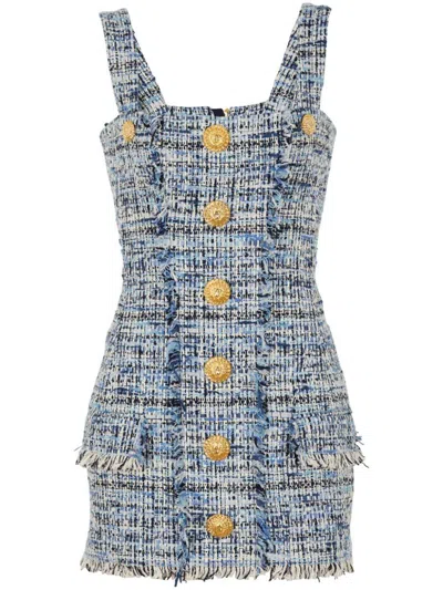 Balmain Short Denim Dress With Buttons