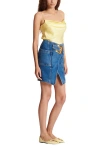 Balmain Short Denim Skirt With Belt In Black