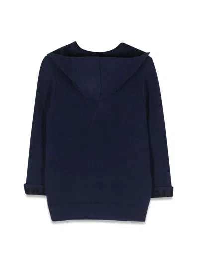 Balmain Short Double-breasted Coat In Blue