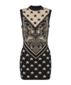 Balmain Star-patterned Knit Dress With Elegant Heart Design And Sleeveless Silhouette In Black