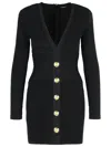 Balmain Short Dress In Black Viscose Blend In Black