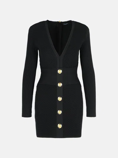 Balmain Short Dress In Black Viscose Blend