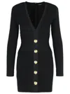 Balmain Short Dress In Black Viscose Blend In Black