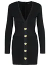 Balmain Short Dress In Black Viscose Blend In Multi