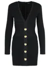 Balmain Short Dress In Black Viscose Blend In Black